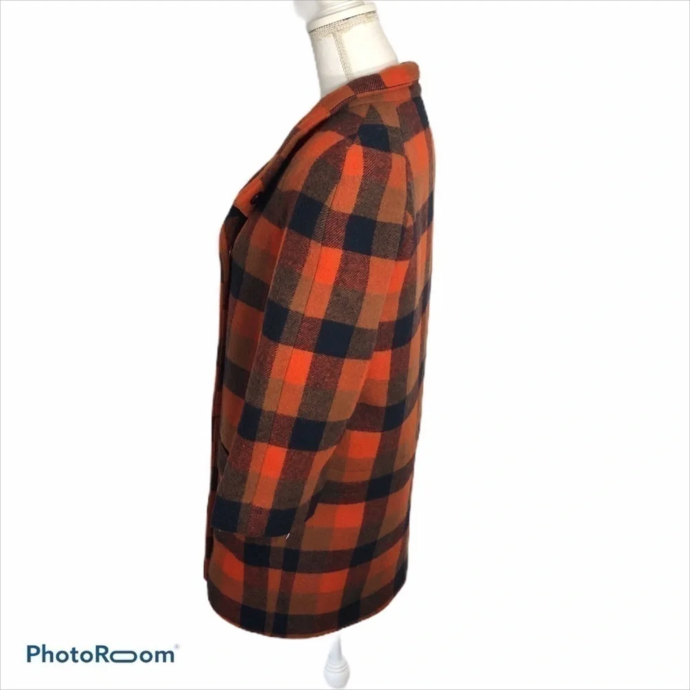 Coach Wool Buffalo Plaid Coat XS Red Black Women’s